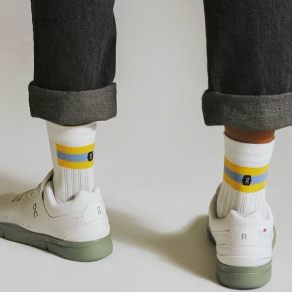 Mens ON Cloud Running Tennis Sock White - Mustard - Picture 8 of 9